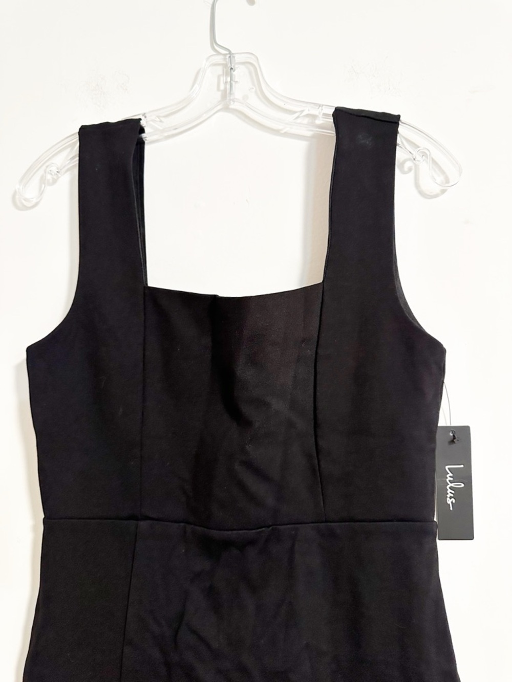Lulus NWT Vibrant Allure Black Square Neck Sleeveless Bodycon Midi Dress Medium - Picture 3 of 13